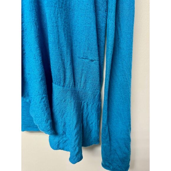 STELLA MCCARTNEY Wool/Cashmere Blue Ruffle Front Cardigan, Sz 40 (S) - Picture 6 of 10